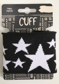 Cuff jacquard ster zwart-wit 7x110 cm