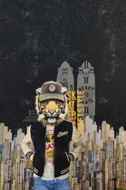 Panel digitale tricot: 3 luik Urban Tiger 75x150 cm Stenzo