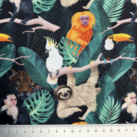 Katoen poplin: in the jungle (Stenzo), per 25cm