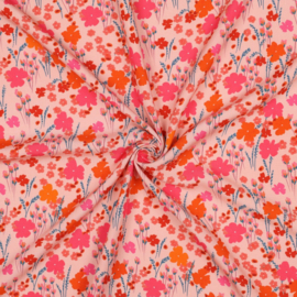 Viscose: Lenzing Ecovero digital flowers peach, per 25 cm