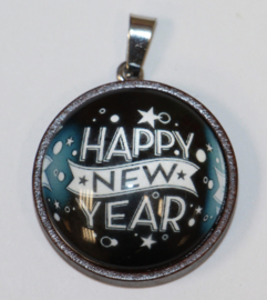 Glas cabochon 25mm: Happy new year