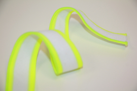 'Broek' streep: wit-neon geel +/-25mm, per 0,5 meter