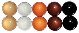 Glas cabochons 12 mm: setje bruin/oranje/wit 10 stuks