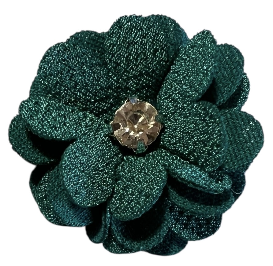 Stoffen bloem 35 mm petrol met bling-bling