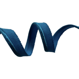 Elastisch paspelband glans/mat aquablauw, per 0,5 meter