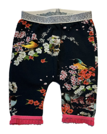 Legging/ broekje babyborn pop 43 cm: blauw met vogeltjes & bloemetjes