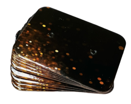 Oorbellen kaartjes zwart met spikkels goudbruin 35x25 mm, per 10 stuks