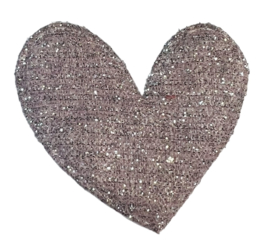 Applicatie glitter hart roze 47 mm, per stuk