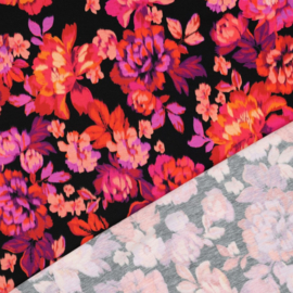 Tricot: Flowers black, per 25 cm