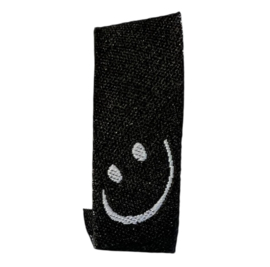 Labeltje geweven smile zwart 40x15 mm