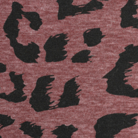 Alpensweat/ happy fleece: Panter bordeaux gemeleerd- grijze binnenkant (Swafing), per 25 cm