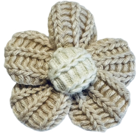 Bloem gebreid beige/crème 50 mm