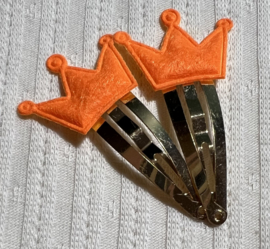 4 cm gouden clipjes met oranje kroontjes