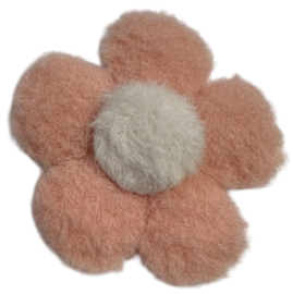 Bloem pluche zalm/lichtbeige 55 mm