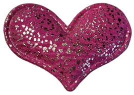 Hart applicatie fuchsia met gouden stipjes 38x30 mm