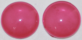 Glas flatback cabochon 12mm fuchsia per 2 stuks