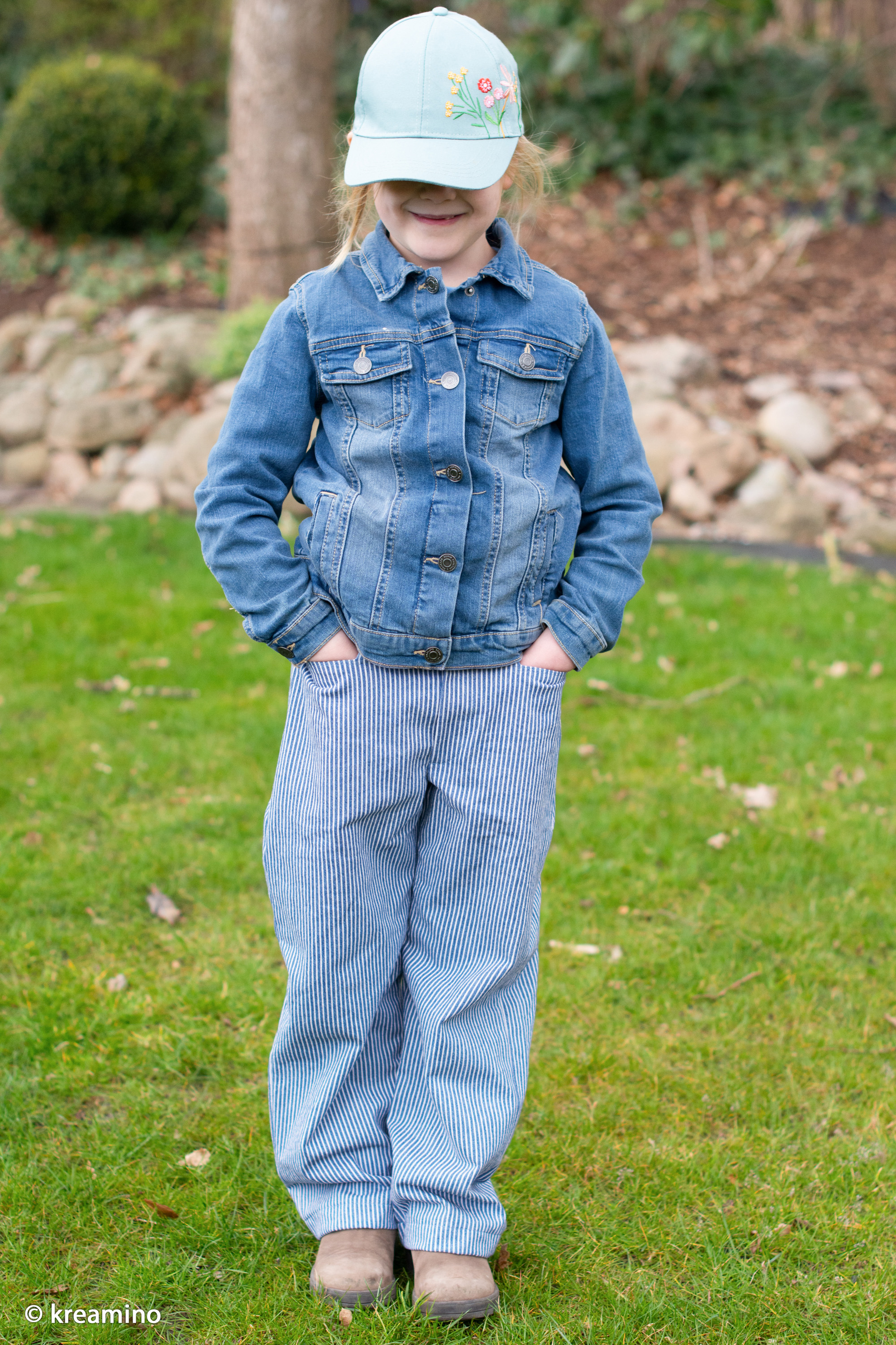 Jeans: EMDEN streep jeansblauw/natuurwit (Swafing), per 25 cm