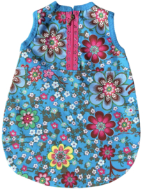Slaapzak babyborn blauw gebloemd