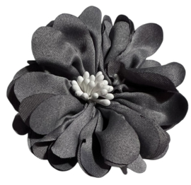 Stoffen bloem 5 cm grijs