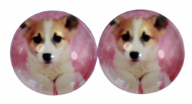 glas cabochons 16 mm hondje, per 2 stuks