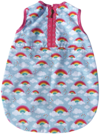 Slaapzak babyborn lichtblauw met regenboogjes