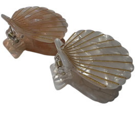 Haarklem schelp middel 47 mm heel zachtroze +goud