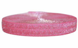 Elastisch band fuchsia glitter 16 mm per 0,5 meter