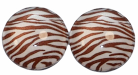 12 mm glascabochon zebraprint bruin/offwhite, per 2 stuks