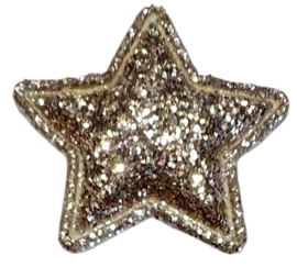 Applicatie glitter ster 18mm, licht goud
