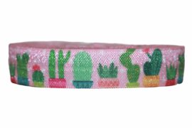 Elastisch band cactus in pot roze 16 mm per 0,5 meter
