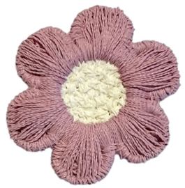 Bloem geborduurd oudroze/crème 30 mm