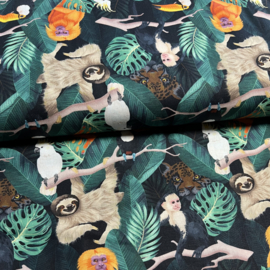 Katoen poplin: in the jungle (Stenzo), per 25cm