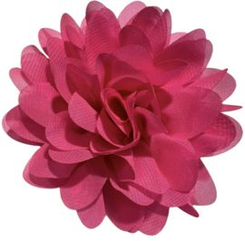 Stoffen bloem +/- 9 cm knalroze