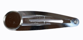 Klik-klak haarspeldje rvs-kleur 5,5 cm met 12 mm cabochon setting, per stuk