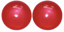 Glas flatback cabochon 12mm donkerroze-rood per 2 stuks