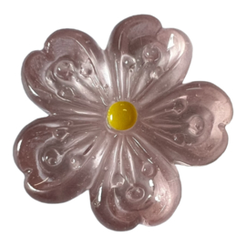 Flatback bloem lichtroze/geel hart 20 mm