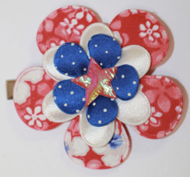 Haarclip bloem zomers rood - bottlecap met meisje en ster