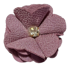 Stoffen bloem 4,5 cm oudroze met bling bling steentje