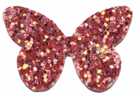 Applicatie vlinder glitter ROZE 40x27 mm, per stuk