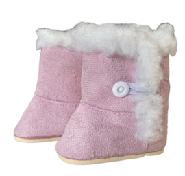 Roze laarsjes met bontje voor babyborn