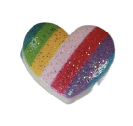 Flatback glitter hart regenboog kleuren 16 mm