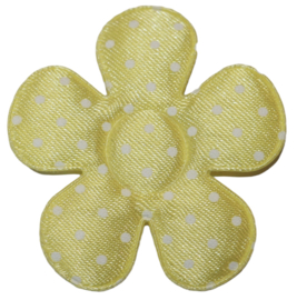 Bloem applicatie 45 mm geel met witte stippen satijn