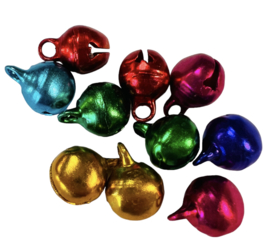 Kerstbelletje metaal gekleurd, mix van 6 kleuren