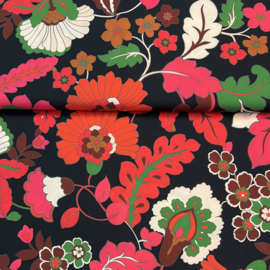 Soepele blouse stof zwart met bloemen (Editex) per 25 cm