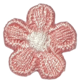 Bloemetje 17mm geborduurd lichtroze-wit