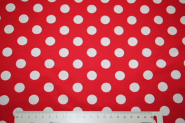 Tricot: DOT RED WHITE 15mm, per 25 cm