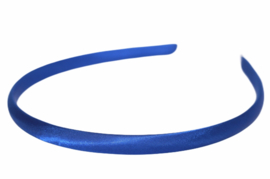 Diadeem / Haarband 10 mm satijn kleur kobaltblauw