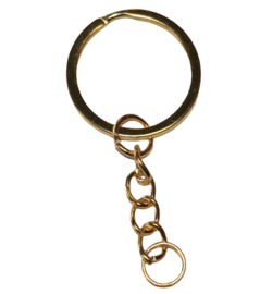 Keyring sleutelhanger 25 mm kleur goud, per stuk