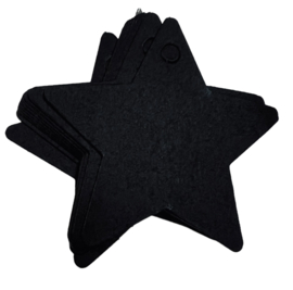 Label ster zwart 60x 60 mm: per 10 stuks