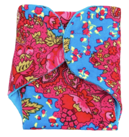 Luiertje babyborn rib blauw/rood gebloemd
